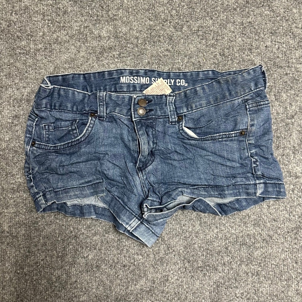 Mossimo Shorts Womens Size 11 Blue Denim Low Rise Rolled Hem Stretch Fit 6